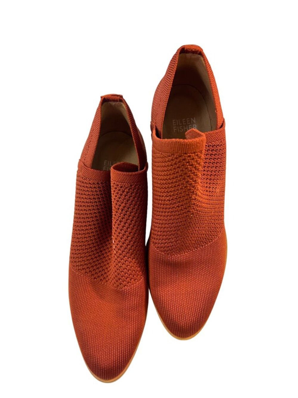 Eileen Fisher Womens Red Woven Knit Heeled Booties Size 7.5 Rust